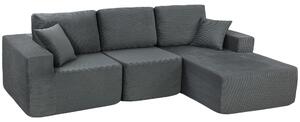 HOMCOM Divano letto angolare modulare, con seduta profonda, braccioli larghi, 2 cuscini, grigio scuro | Aosom Italy