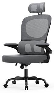 Sedia da ufficio ergonomica con poggiatesta e braccioli regolabili, schienale regolabile a 120°, supporto lombare auto-adattabile, colore nero intenso