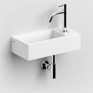 Lavabo a incasso Clou Flush 3, destro, con piano di appoggio in Aluite, dimensioni 36 x 18 cm, con foro per rubinetto preforato sul lato destro