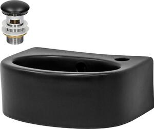Lavabo LuxeBath Lavabo da appoggio ovale, 33,5x25,5x13 cm, nero, Vetroceramica, incl. set di scarico con troppopieno