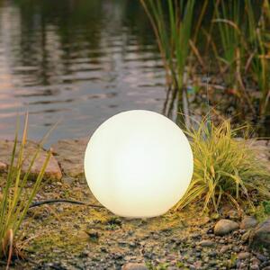 Lindby Lampada a sfera Valyra, Ø 30 cm, IP54, picchetto da terra Valyra, Bianco / Opale, Plastica, Moderno