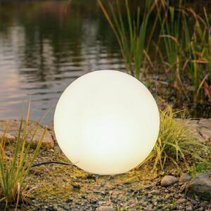 Lindby Lampada a sfera Valyra, Ø 40 cm, IP54, picchetto Valyra, Bianco / Opale, Plastica, Moderno
