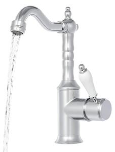 Miscelatore per lavabo da bagno - Rubinetto per lavabo in stile antico - Bocchetta girevole a 360° - Corpo in ottone - Cartuccia in Vetroceramica - Montaggio a incasso - Argento