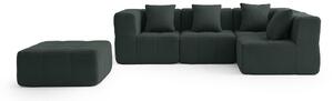 MILYSOFA SOFABULOUS: divano angolare modulare a 4 posti con chaise longue, raffinato tessuto a riccioli, verde bosco