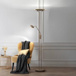 FISCHER & HONSEL Lampada da terra con luce lettura Tallri, dimmerabile, Marrone / Ruggine, Soggiorno / Sala da pranzo, Metallo, Moderno, Lampada da terra