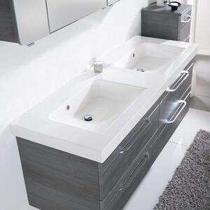 Mobile doppio lavabo Pelipal Balto in mineralmarmor, lunghezza 147,8 cm, senza foro per rubinetteria