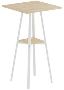 HOMCOM Tavolo Alto Quadrato con Ripiano per 2 Persone, 55x55x95 cm, Legno Naturale/Bianco | Aosom Italy
