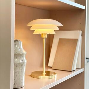 Dyberg Larsen Lampada da tavolo DL20, dimmerabile, Bianco / Opale, Soggiorno / Sala da pranzo, Metallo, Design, Lampada da tavolo
