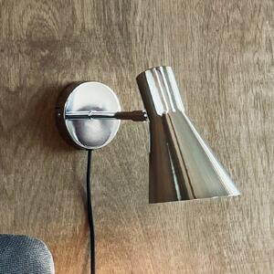 Dyberg Larsen Applique DL12, cromata, cavo, E27, metallo DL12, Cromo / Argento, Soggiorno / Sala da pranzo, Metallo, Design