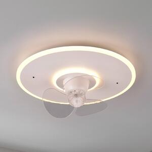 Reality Leuchten Ventilatore LED Nybro, bianco, DC, silenzioso, Ø 50 cm, CCT, telecomando dimmerabile, Bianco / Opale, Soggiorno / Sala da pranzo, Metallo, Moderno