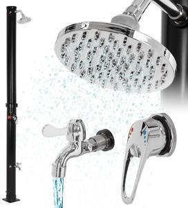ML-Design doccia solare 20L 210 cm rotonda con doccia a pedale e soffione a pioggia, nero, acqua calda, fino a 60°C senza allacciamento alla corrente, con attacco per tubo da giardino