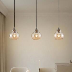 Lampada a sospensione Tymoni Lindby, dimmerabile, Crema / Ambra, Soggiorno / Sala da pranzo, Vetro, Vintage, Lampada a sospensione