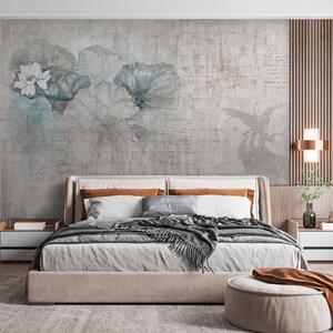 Carta da parati Fiori e caccia in stile grunge, Carta da parati Texture, u04724 : Uwalls.it