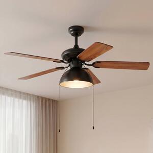 Ventilatore da soffitto Lucande con luce Shamoian, silenzioso, Ø 130 cm Shamoian, Nero, Soggiorno / Sala da pranzo, Metallo, Vintage