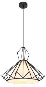 Globo Lighting lampada a sospensione in metallo nero opaco, metallo nero, tessuto bianco, ø: 400mm, H: 1200mm, escl. 1x E27 60W 230V