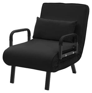 Poltrona reclinabile con funzione letto, poltrona 3-in-1 con funzione letto, poltrona trasformabile in letto, poltrona pieghevole, divano letto pieghevole, tessuto chenille, colore nero
