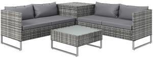Outsunny Set da Giardino 4 Pezzi con 2 Divani 2 Posti, Tavolino da Caffè e Tavolino Alto, in Acciaio e Rattan|Aosom