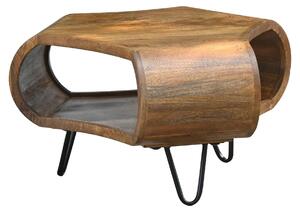 Tavolino da caffè WOHNLING in legno massello di mango, 60 cm, forma organica. Tavolino da soggiorno con spazio contenitivo, tavolino da divano, tavolino ausiliario con ripiano. Stile industriale, legno naturale, realizzato a mano