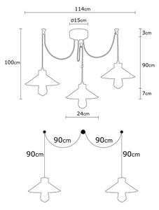 Lampadario a sospensione con filo MANAVGAT 3xE27/40W/230V ragno