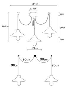 Lampadario a sospensione con filo MANAVGAT 3xE27/40W/230V ragno