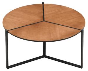 Tavolino WOHNLING, 80 cm, effetto legno MDF, forma rotonda, tavolino da salotto, design in metallo, tavolino da divano, moderno, tavolino da lounge, struttura a tre gambe, tavolino ausiliario per il soggiorno