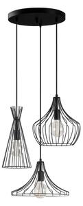 Lampadario a sospensione con filo MEZOPOTAMYA 3xE27/40W/230V nero