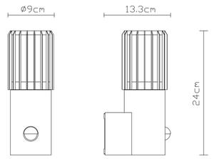 Globo 32160S - Lampada da parete esterna con sensore MERVIN 1xE27/15W/230V IP54