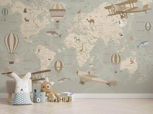 Carta da parati Mappa del mondo per bambini, Carta da parati per Bambini, u36066 : Uwalls.it
