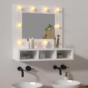 Mobile a Specchio con LED Bianco Lucido 60x31,5x62 cm