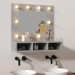 Mobile a Specchio con LED Grigio Cemento 60x31,5x62 cm