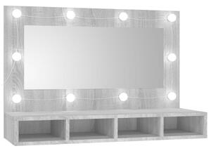 Mobile a Specchio con LED Grigio Sonoma 90x31,5x62 cm
