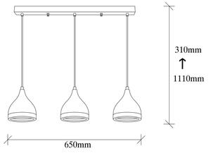 Lampadario a sospensione con cavo YILDO 3xE27/40W/230V