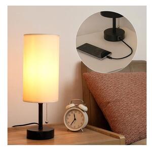 Brilagi - Lampada da tavolo con porta USB TABLON 1xE27/25W/230V nero/crema