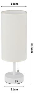 Brilagi - Lampada da tavolo con porta USB TABLON 1xE27/25W/230V bianca/crema