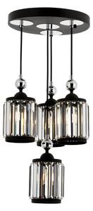 Lampadario a sospensione con cavo CRYSTALLINE 4xE27/40W/230V nero