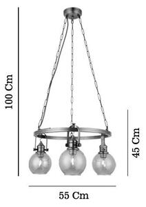 Lampadario a catena POLINO 3xE27/40W/230V, finitura bronzo