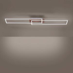 JUST LIGHT. Plafoniera LED Iven, dim, acciaio/legno, 110x25cm