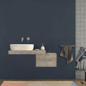 Mensolone bagno 90 cm Rovere sbiancato con cassettone da 50 cm