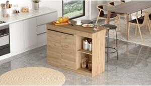 Isola Centrale Cucina 120 Cm Con Ante E Ripiani Dorian Rovere Effetto Legno