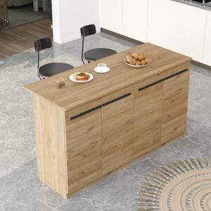 Isola Centrale Cucina 160 Cm Con Ante E Ripiani Dorian Rovere Effetto Legno