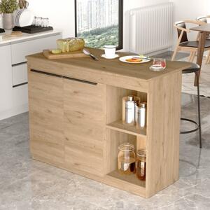 Isola Centrale Cucina 120 Cm Con Ante E Ripiani Dorian Rovere Effetto Legno
