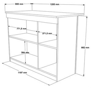 Isola Centrale Cucina 120 Cm Con Ante E Ripiani Dorian Rovere Effetto Legno