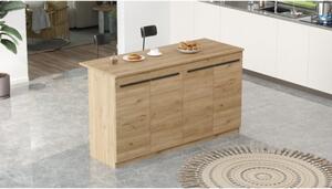 Isola Centrale Cucina 160 Cm Con Ante E Ripiani Dorian Rovere Effetto Legno