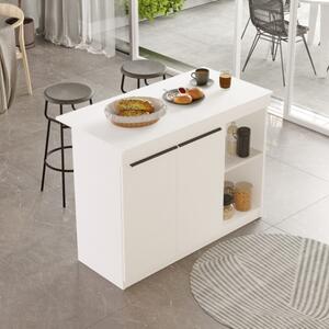 Isola Centrale Cucina 120 Cm Con Ante E Ripiani Dorian Bianca