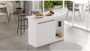 Isola Centrale Cucina 120 Cm Con Ante E Ripiani Dorian Bianca