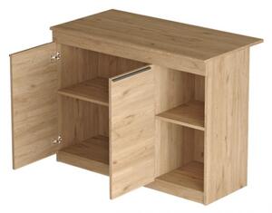 Isola Centrale Cucina 120 Cm Con Ante E Ripiani Dorian Rovere Effetto Legno
