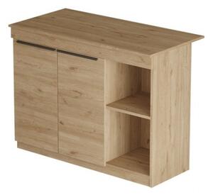 Isola Centrale Cucina 120 Cm Con Ante E Ripiani Dorian Rovere Effetto Legno