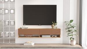 Mobile Tv Sospeso 140x32x30 Effetto Legno 2 Vani Rovere E Rosso Frame - LBSIGN