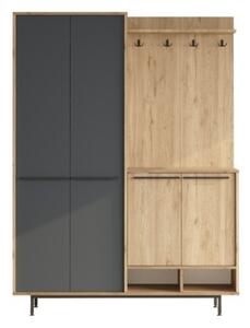 Mobile Ingresso Multiripiano Con Scarpiera E Appendiabiti Whisper Effetto Legno E Antracite