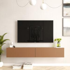 Mobile Tv Sospeso 180x32x30 Effetto Legno Rovere E Rosso Mattone Frame
